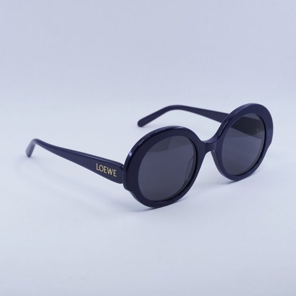Loewe LW40135I 90A Sunglasses Shiny Blue Round Frame, Smoke Lenses - Picture 8 of 12